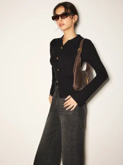 COMMENSE Button Split Slim Polo Sweater* Sweater Tops|Sweaters & Cardigans