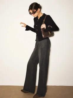COMMENSE Button Split Slim Polo Sweater* Sweater Tops|Sweaters & Cardigans