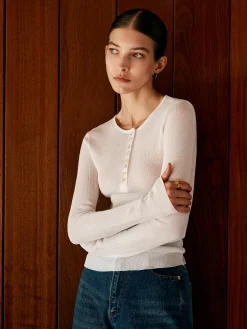 COMMENSE Button Thin Cozy Knit Top* Sweater Tops|Sweaters & Cardigans
