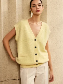COMMENSE Button V-Neck Sweater Vest* Sweater Vests|Sweaters & Cardigans