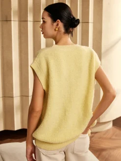 COMMENSE Button V-Neck Sweater Vest* Sweater Vests|Sweaters & Cardigans