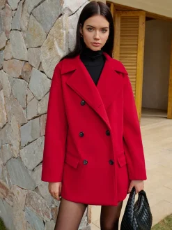 COMMENSE Button Warm Lapel Coat* Outerwear|Tops