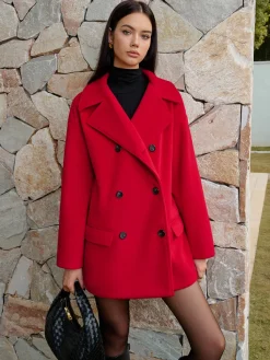 COMMENSE Button Warm Lapel Coat* Outerwear|Tops