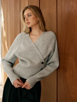 COMMENSE Button Wrap Slim Sweater* Sweater Tops|Sweaters & Cardigans