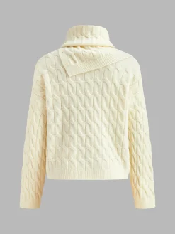 COMMENSE Cable Sweater With Button Scarf* Sweater Tops|Sweaters & Cardigans