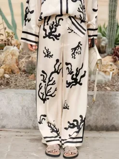 COMMENSE Cactus Print Oversized Pants Set* Pants Sets|Long Sleeve Sets