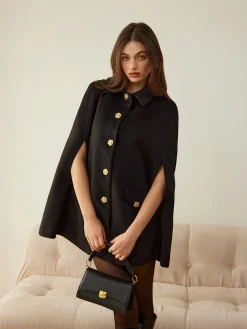 COMMENSE Camellia-Button Cloak* Outerwear|Outerwear