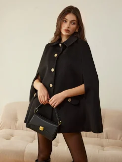 COMMENSE Camellia-Button Cloak* Outerwear|Outerwear