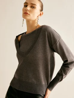 COMMENSE Casual 2 in 1 Sweater* Sweater Tops|Sweaters & Cardigans