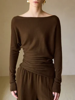 COMMENSE Casual Asymmetrical Neck Slim Sweater* Sweater Tops|Sweaters & Cardigans