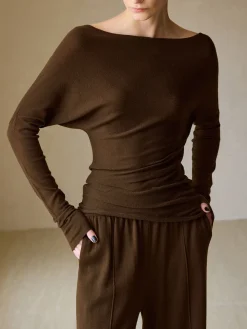 COMMENSE Casual Asymmetrical Neck Slim Sweater* Sweater Tops|Sweaters & Cardigans