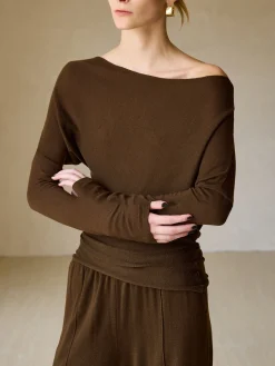 COMMENSE Casual Asymmetrical Neck Slim Sweater* Sweater Tops|Sweaters & Cardigans