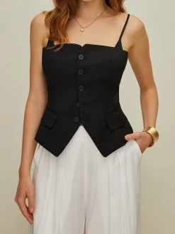 COMMENSE Casual Button 2 in 1 Tank Top* Tank Tops & Camis|Tops