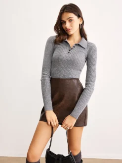 COMMENSE Casual Button Lapel Knit Top* Sweater Tops|Sweaters & Cardigans