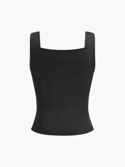 COMMENSE Casual Button-Front Tank Top* Tank Tops & Camis|Tops