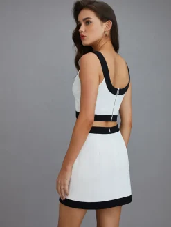 COMMENSE Casual Contrast Short Skirt Set* Skirt Sets|Long Sleeve Sets