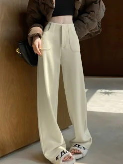 COMMENSE Casual Corduroy Pants Without Belt* Pants|Bottoms