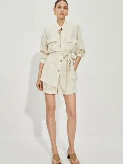 COMMENSE Casual Cotton & Linen Shorts Set With Belt* Shorts Sets|Shorts