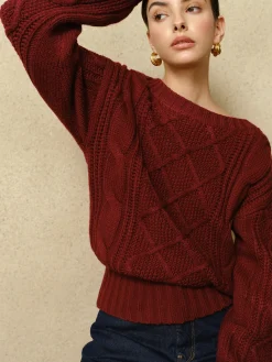 COMMENSE Casual Crew Neck Cable-Knit Top* Sweater Tops|Sweaters & Cardigans