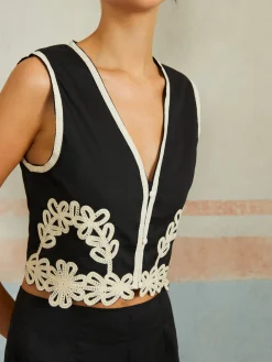 COMMENSE Casual Embroidery Sleeveless Zipper Pants Set* Pants Sets|Matching Sets