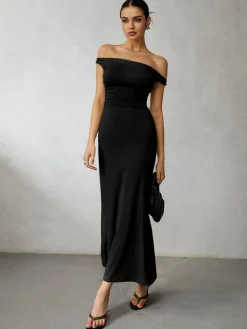 COMMENSE Casual Off Shoulder Long Dress* Black Dresses|Casual Dresses