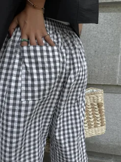 COMMENSE Casual Plaid Wide Leg Pants* Wide Leg|Pants