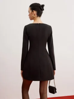 COMMENSE Casual Plain Slim Short Dress* Black Dresses|Casual Dresses