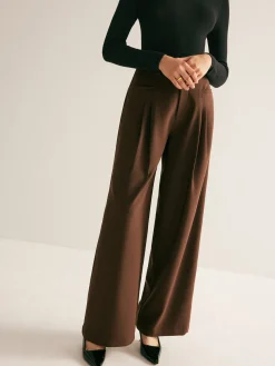COMMENSE Casual Pleated Mid Waist Pants* Pants|Bottoms