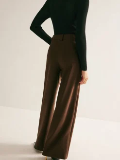 COMMENSE Casual Pleated Mid Waist Pants* Pants|Bottoms