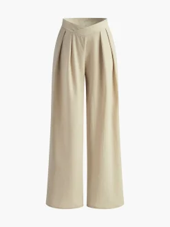 COMMENSE Casual Pleated Wide Leg Pants* Wide Leg|Pants