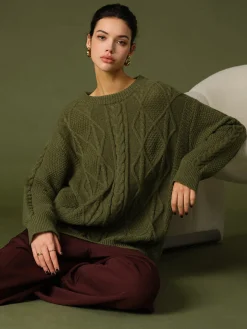 COMMENSE Casual Round Neck Twist Sweater* Sweater Tops|Sweaters & Cardigans