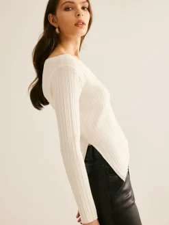 COMMENSE Casual Split Knit Top* Sweater Tops|Sweaters & Cardigans