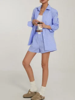 COMMENSE Casual Striped Shorts Set* Shorts Sets|Shorts