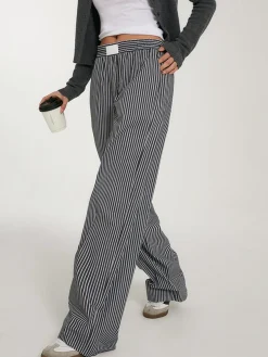 COMMENSE Casual Striped Wide Leg Pants* Wide Leg|Pants
