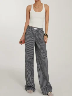 COMMENSE Casual Striped Wide Leg Pants* Wide Leg|Pants