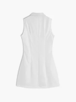 COMMENSE Casual Tie Front Embroidery Short Dress* White Dresses|Casual Dresses