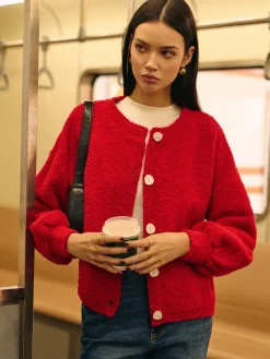 COMMENSE Casual Wool-Blend Button Cardigan* Cardigans|Sweaters & Cardigans