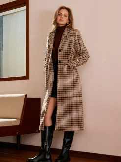 COMMENSE Checked Button Long Coat* Outerwear|Coats