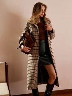 COMMENSE Checked Button Long Coat* Outerwear|Coats