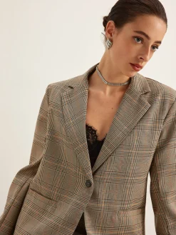 COMMENSE Checked Button Slit Blazer* Outerwear|Blazers