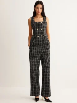 COMMENSE Checked Tweed Button Vest* Outerwear|Vests