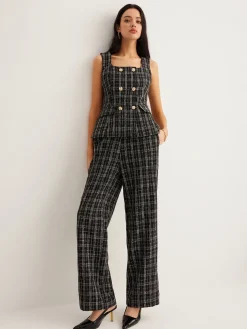 COMMENSE Checked Tweed Button Vest* Outerwear|Vests