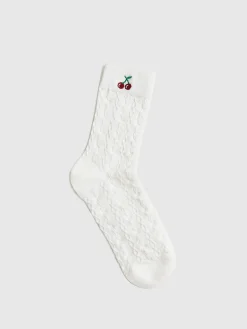 COMMENSE Cherry Embroidered Twist Warm Pile Socks* Socks & Tights|Accessories