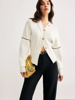 COMMENSE Chic Contrast Piping Button Cardigan* Cardigans|Sweaters & Cardigans