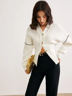 COMMENSE Chic Contrast Piping Button Cardigan* Cardigans|Sweaters & Cardigans