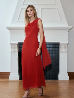 COMMENSE Chiffon Cowl Neck Backless Dress* Cocktail & Party Dresses|Summer Dresses