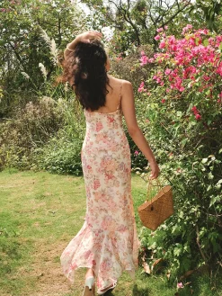 COMMENSE Chiffon Ruffle Cami Floral Dress* Casual Dresses|Floral Dresses