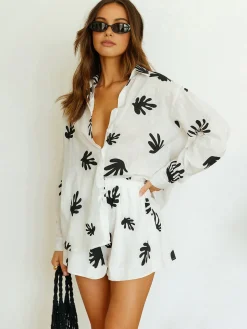 COMMENSE Chill Life Plant Print Shorts Set* Shorts Sets|Shorts