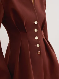 COMMENSE Cinched Pleated Blazer With Shoulder Pads* Outerwear|Blazers