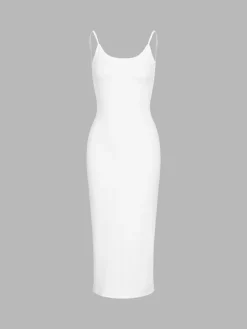 COMMENSE Classic Open Back Midi Dress* Black Dresses|Sweater Dresses